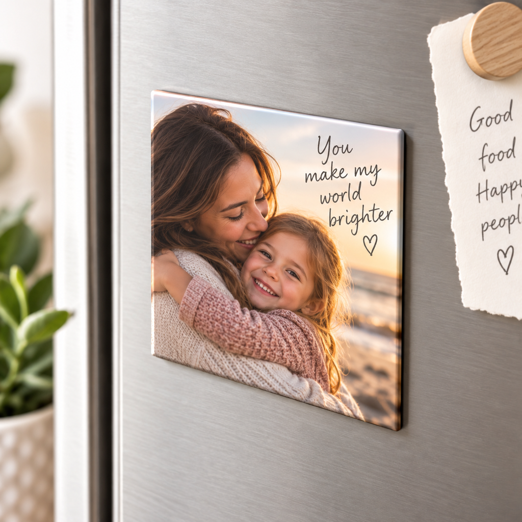 Personalised Photo & Message Magnet – Upload Your Own Photo and Message | Custom Fridge Magnet