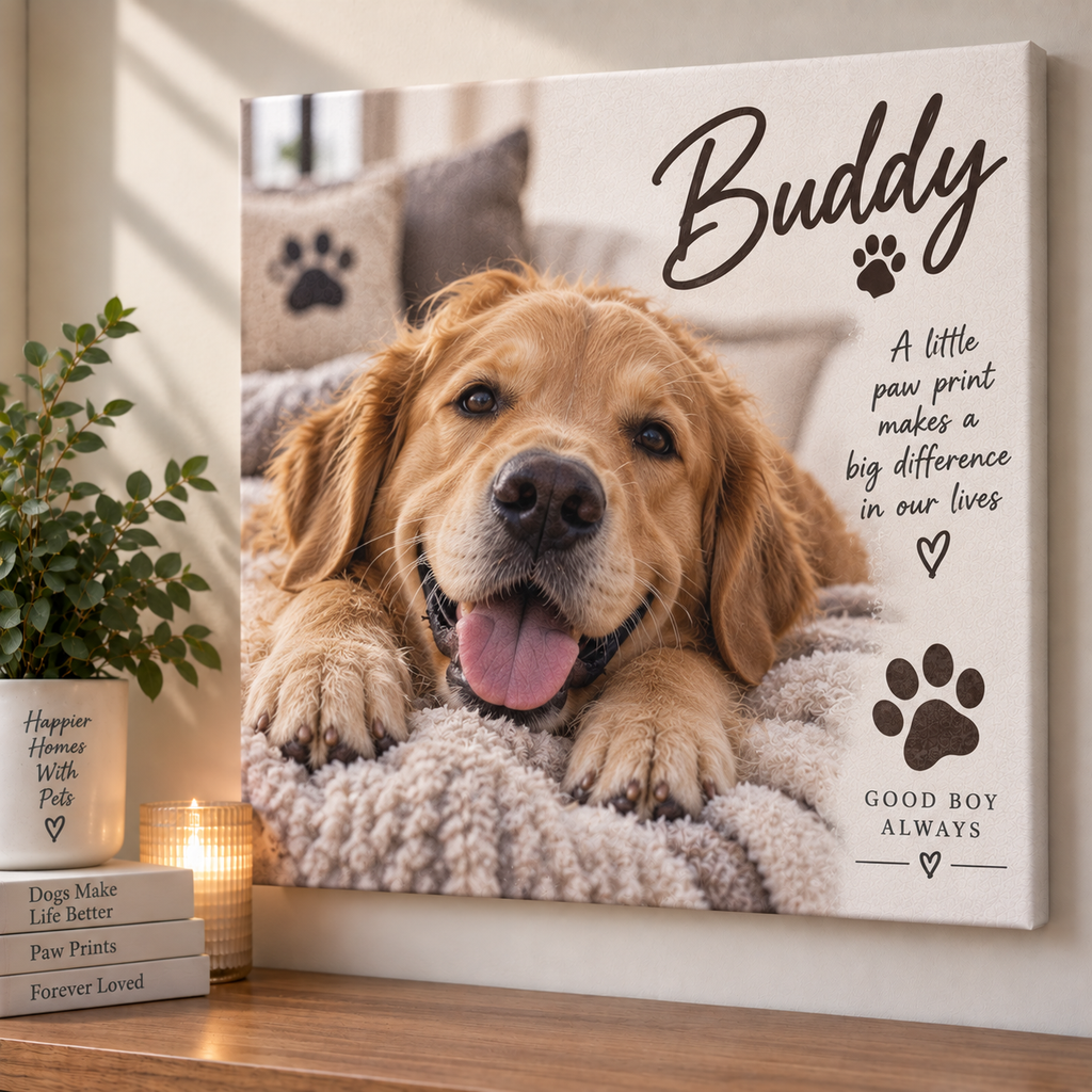 Personalised Pet Photo Canvas - Custom Dog & Cat Canvas With Name