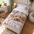 Personalised Pet Photo Cot Bedding Duvet Cover & Pillowcase Set - Custom Dog & Cat Cot Bedding Duvet Cover & Pillowcase Set With Name