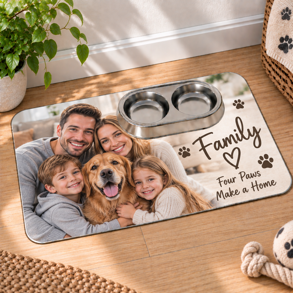Personalised Family Photo With Message Make-Up Bag – Upload Your Own Pet Photo and Name | Custom Photo Cosmetic Bag