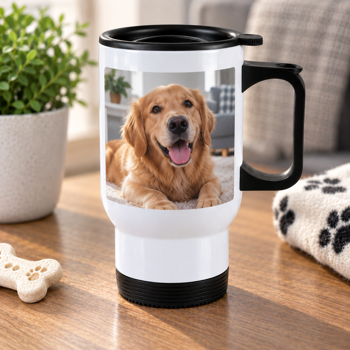 Personalised Pet Photo Travel Mug – Upload Your Own Pet Photo | Custom Photo Travel Cup
