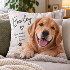 Personalised Pet Photo Cushion - Custom Dog & Cat Cushion With Name