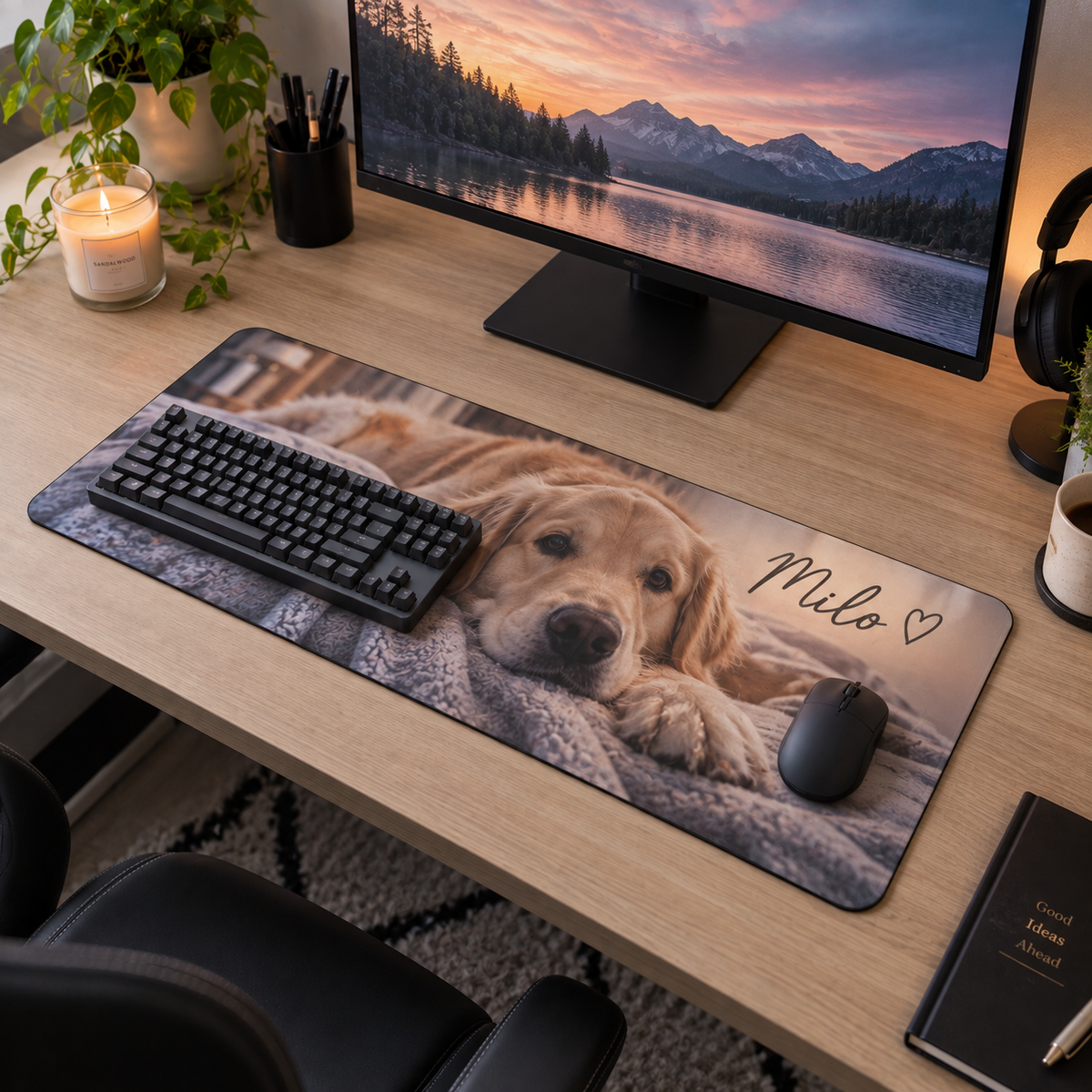 Personalised Pet Photo & Name Gaming Mat – Custom 1 Photos & Name Design