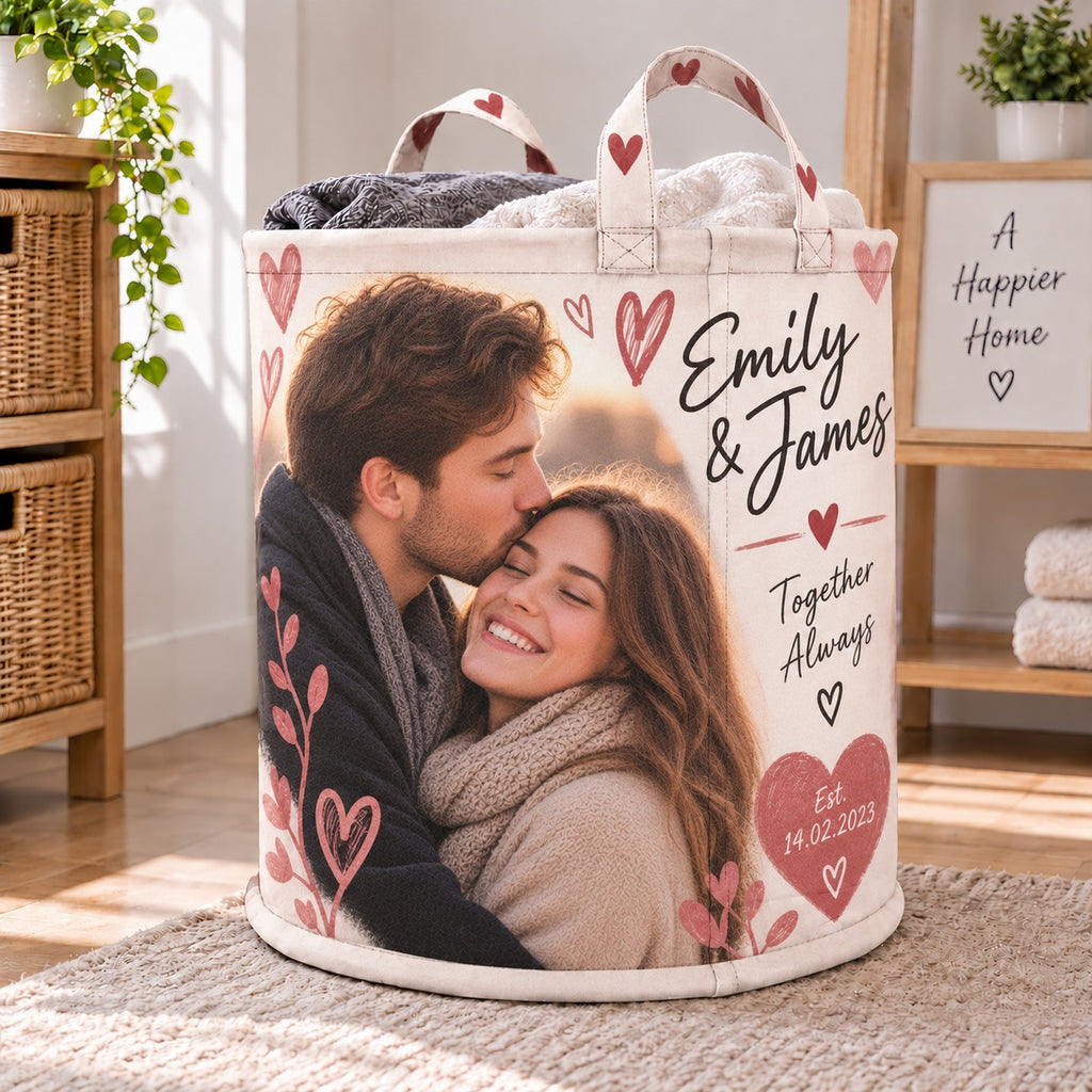 Personalised Photo Toy Bag  - Custom Romantic Design With Photo, Names & Date