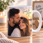 Personalised Couples Photo Mug - Custom Romantic Mug With Photos, Names & Date