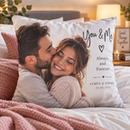 Personalised Couples Photo Cushion - Custom Romantic Cushion With Photos, Names & Date