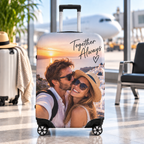 Personalised Couples Photo Luggage Cover - Custom Romantic Luggage Cover With Photos, Names & Date