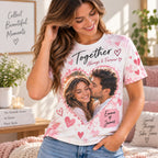 Personalised Couples Photo T-shirt  - Custom Romantic Design With Photo, Names & Date