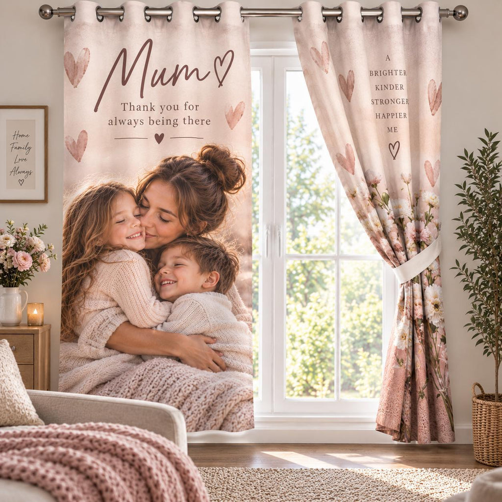 Personalised Mum Photo Curtain - Custom Mother's Day Curtain With Photo & Message