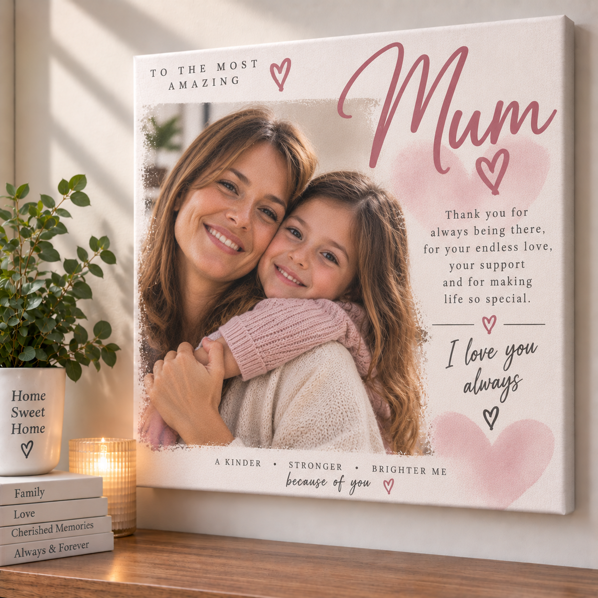Personalised Mum Photo Canvas - Custom Mother's Day Canvas With Photo & Message