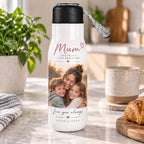 Personalised Mum Photo Travel Bottle – Upload Your Own Photo and Message | Custom Photo Water Bottle