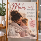 Personalised Mum Photo Towel - Custom Mother's Day Design With Photo & Message