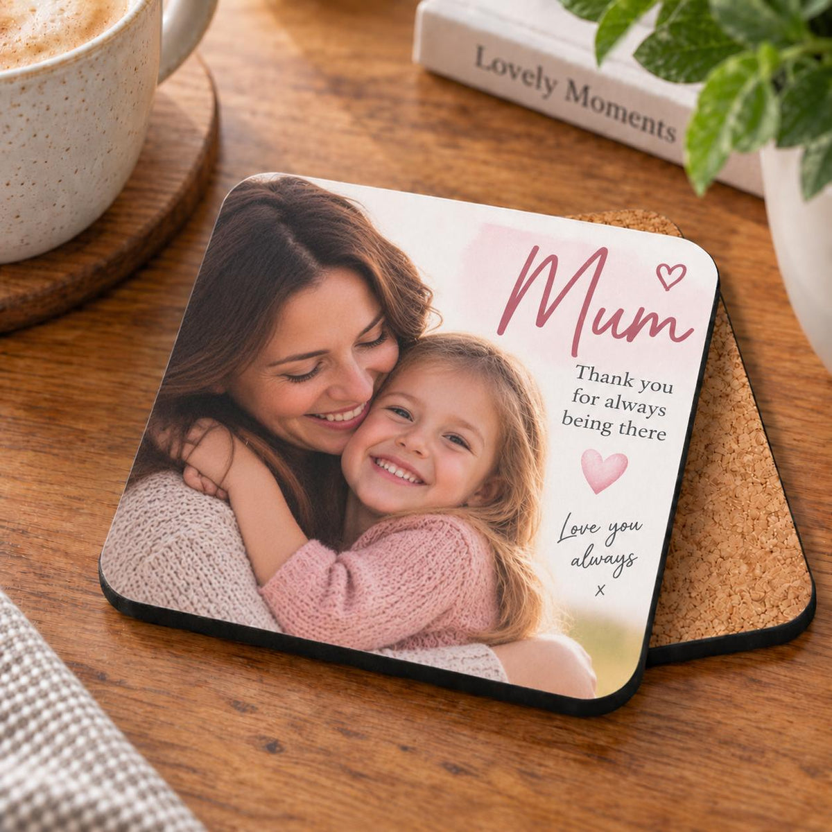 Personalised Mum Photo Coaster – Upload Your Own Photo and Message | Custom Picture Coaster