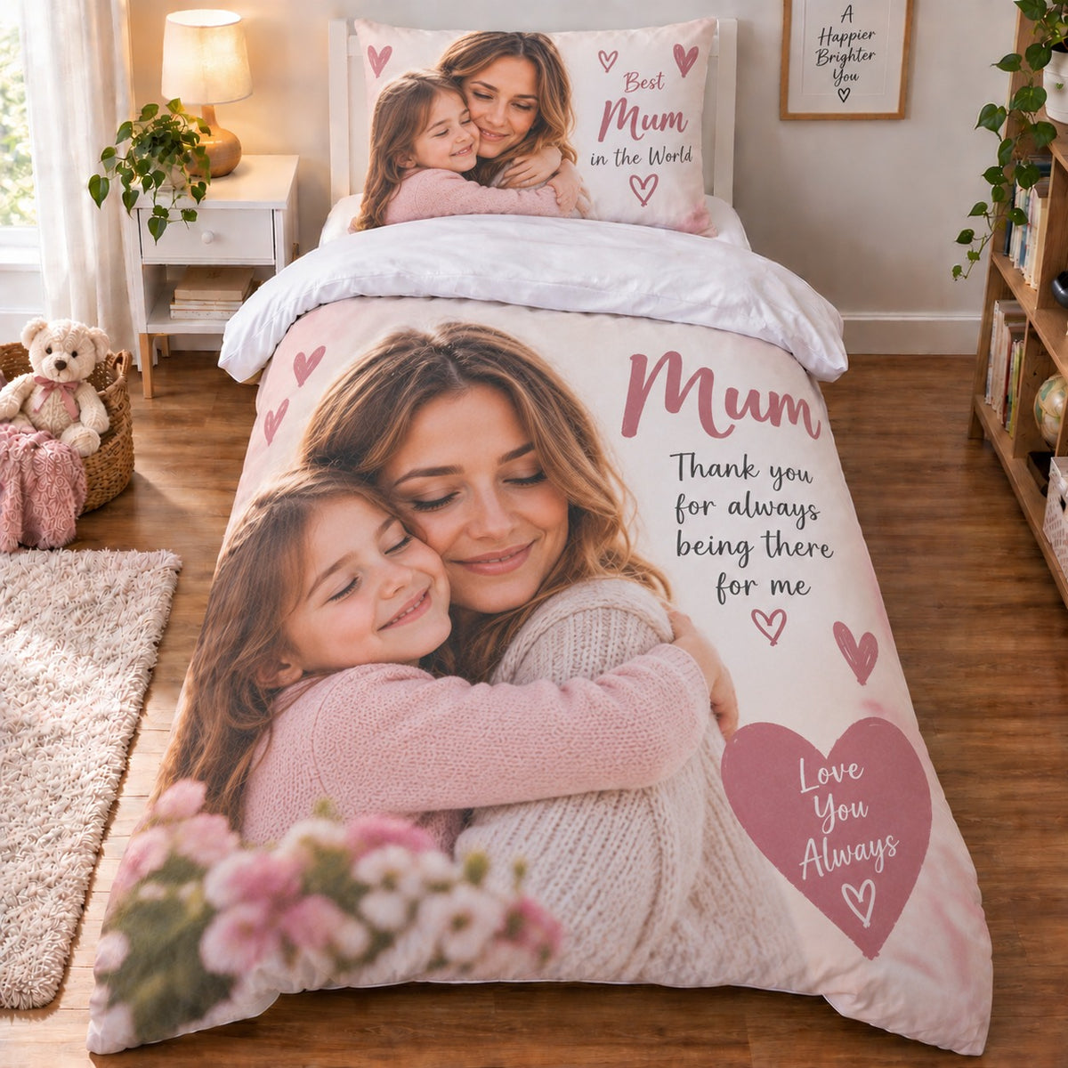 Personalised Mum Photo Duvet Cover  - Custom Mother's Day Design With Photo & Message