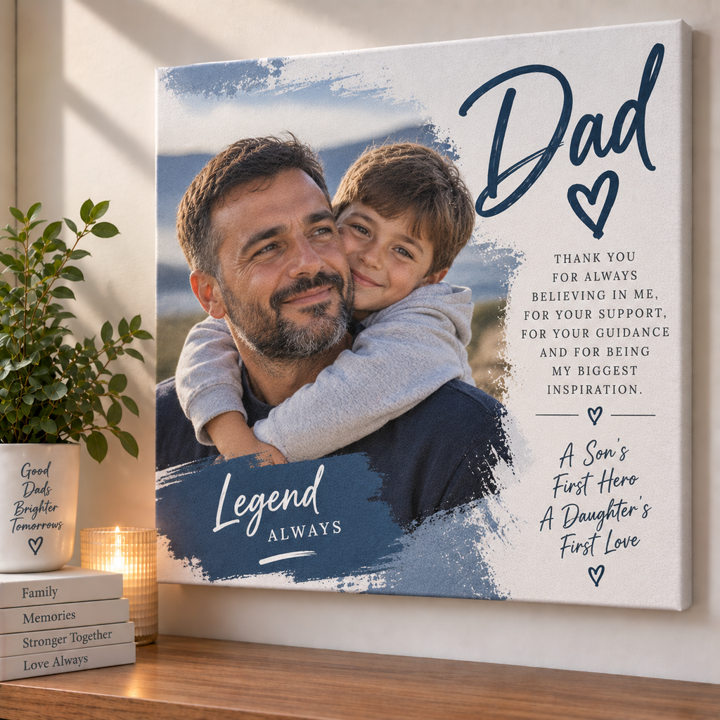 Personalised Dad Photo Canvas - Custom Father's Day Canvas With Photo & Message