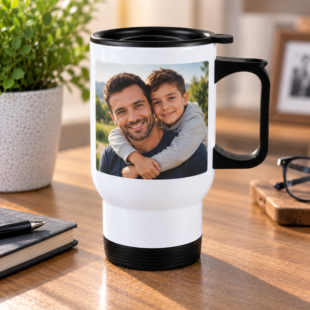 Personalised Dad Photo Travel Mug – Upload Your Own Photo | Custom Photo Travel Cup