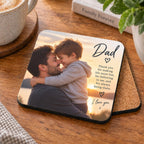 Personalised Dad Photo Coaster – Upload Your Own Photo and Message | Custom Picture Coaster
