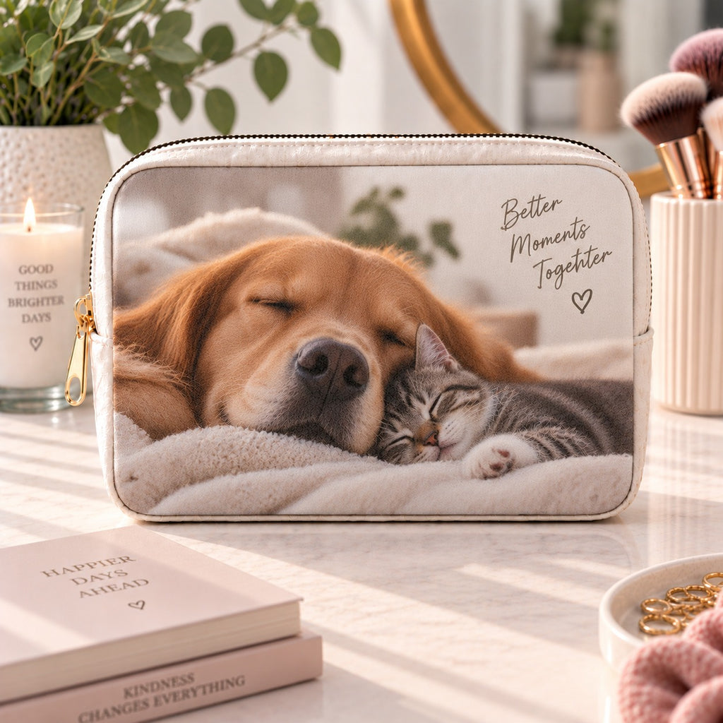 Personalised Pet Photo With Text Make-Up Bag – Upload Your Own Pet Photo and Text | Custom Photo Cosmetic Bag