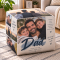 Personalised Dad 4 Photos Pouffe  - Custom Father's Day Design With Photo & Message