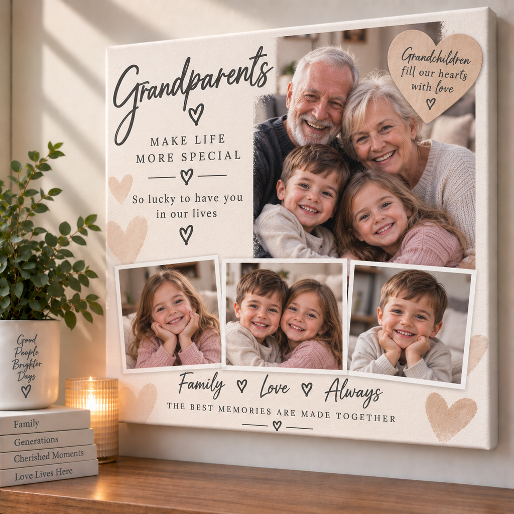 Personalised Grandparents Photo Canvas - Custom Canvas With Photo & Message