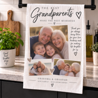 Personalised Grandparents Photo Tea Towel  - Custom Design With Photo & Message