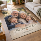Personalised Grandparents 4 Photos Rug - Custom Rug With Photo & Message