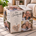 Personalised Grandparents 4 Photos Pouffe  - Custom Design With Photo & Message
