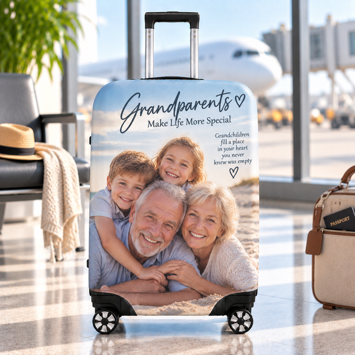 Personalised Grandparents  Photo Luggage Cover - Custom Luggage Cover With Photo & Message