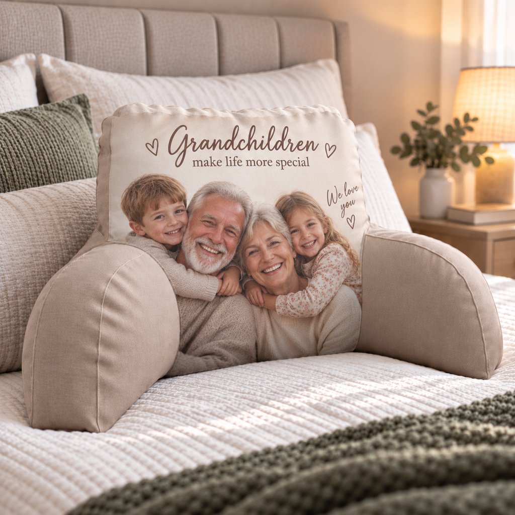 Personalised Grandparents Photo Reading Pillow  - Custom Design With Photo & Message