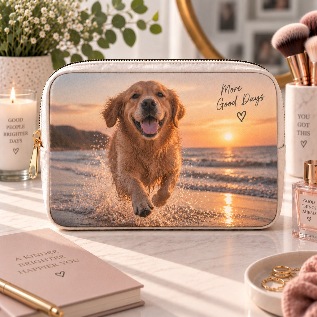 Personalised Pet Photo With Message Make-Up Bag – Upload Your Own Pet Photo and Message | Custom Photo Cosmetic Bag