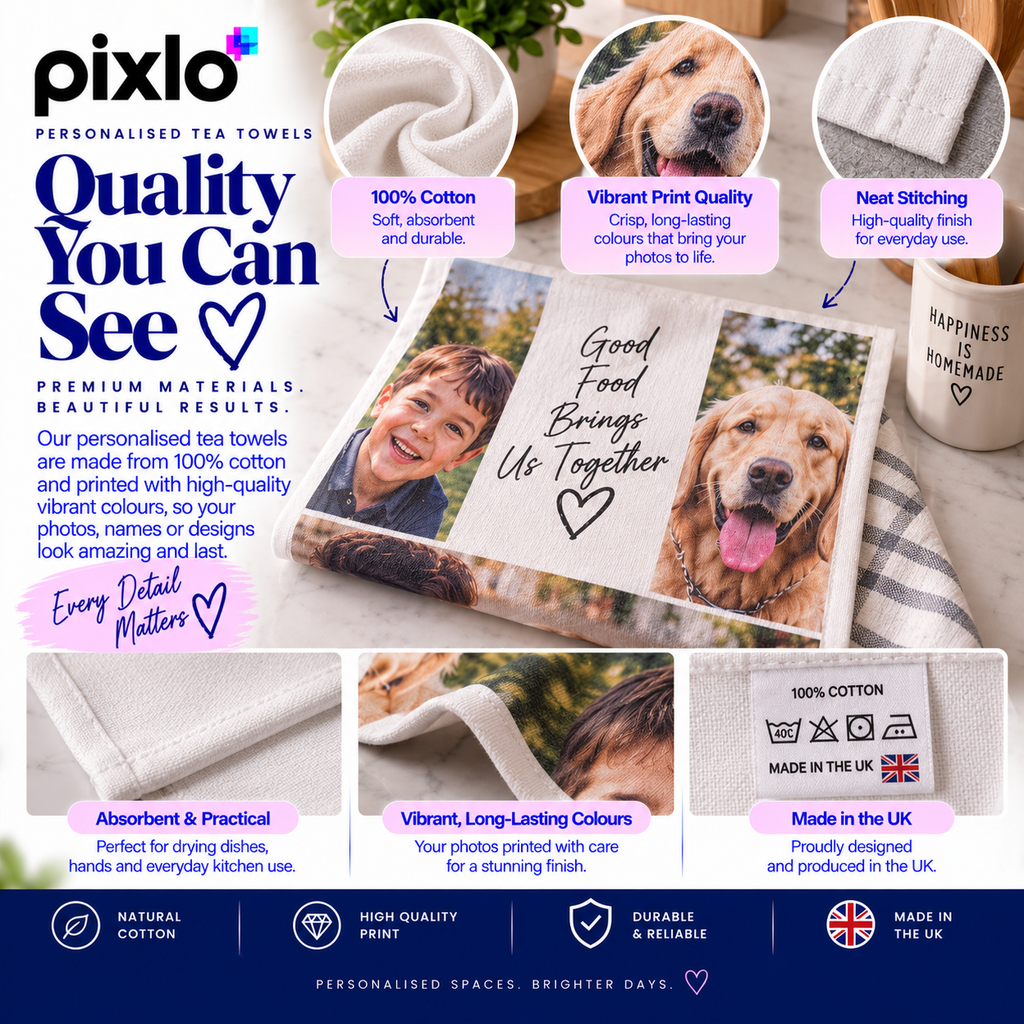 Personalised Photo Tea Towel – Upload Your Own Picture