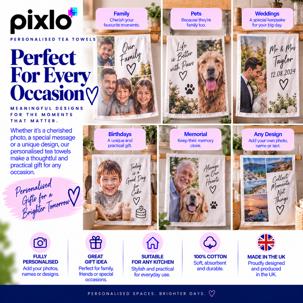Personalised Photo Tea Towel – Upload Your Own Picture