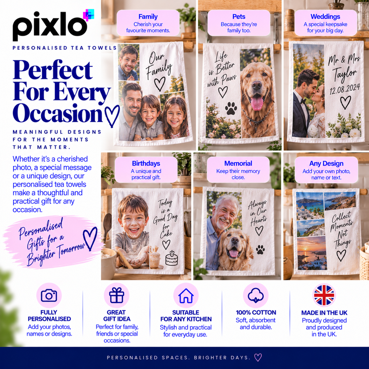 Personalised Photo Tea Towel – Upload Your Own Picture