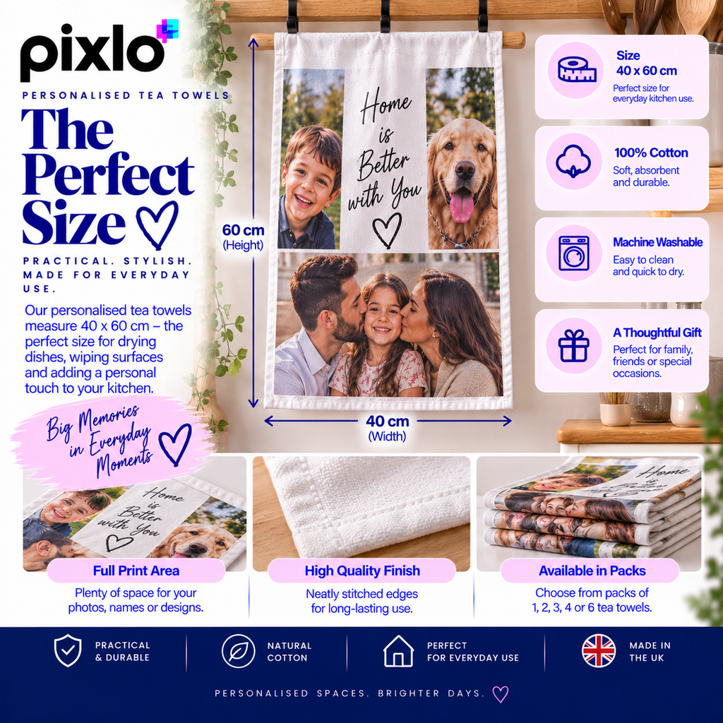 Personalised Photo Tea Towel – Upload Your Own Picture