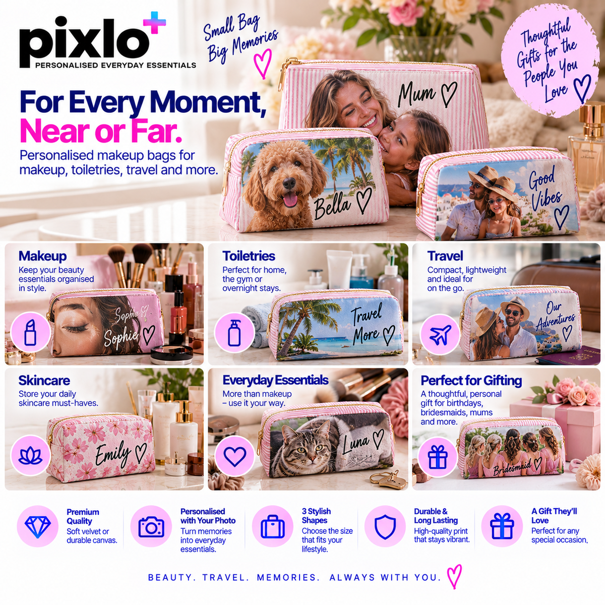 Personalised Make-Up Bag – Upload Your Own Photo | Custom Photo Cosmetic Bag