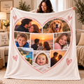 Personalised Heart Photo Collage Blanket – Custom Heart Blanket With Your Pictures