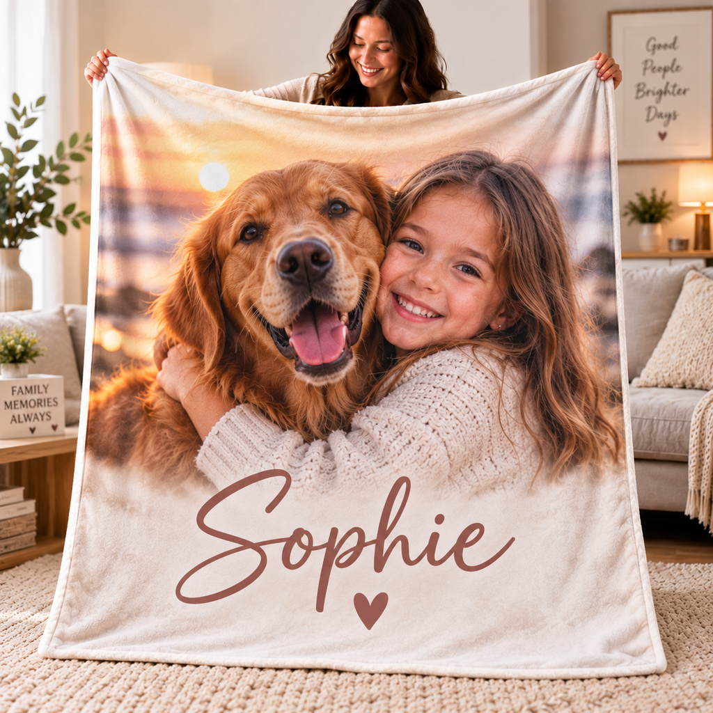 Personalised Photo & Name Blanket – Custom Blanket With Your Photo & Name