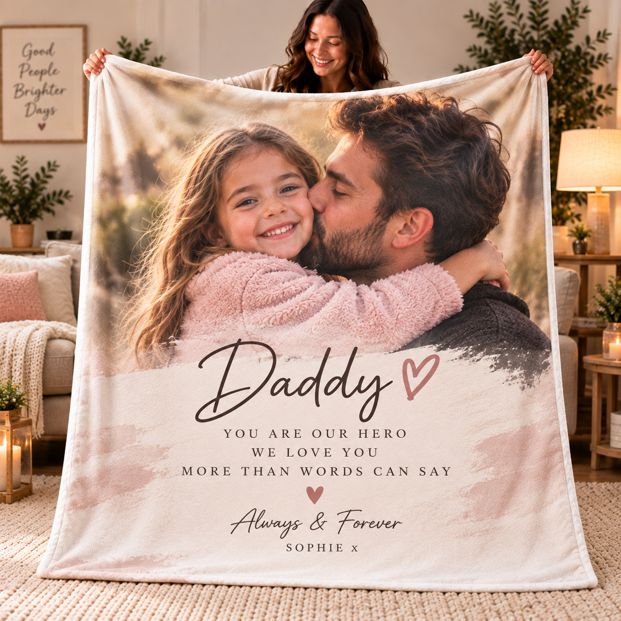 Personalised Dad Photo Blanket – Custom Father’s Day Gift With Photo & Message