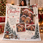 Personalised Christmas Photo Blanket – Custom Family Blanket With Photos & Message