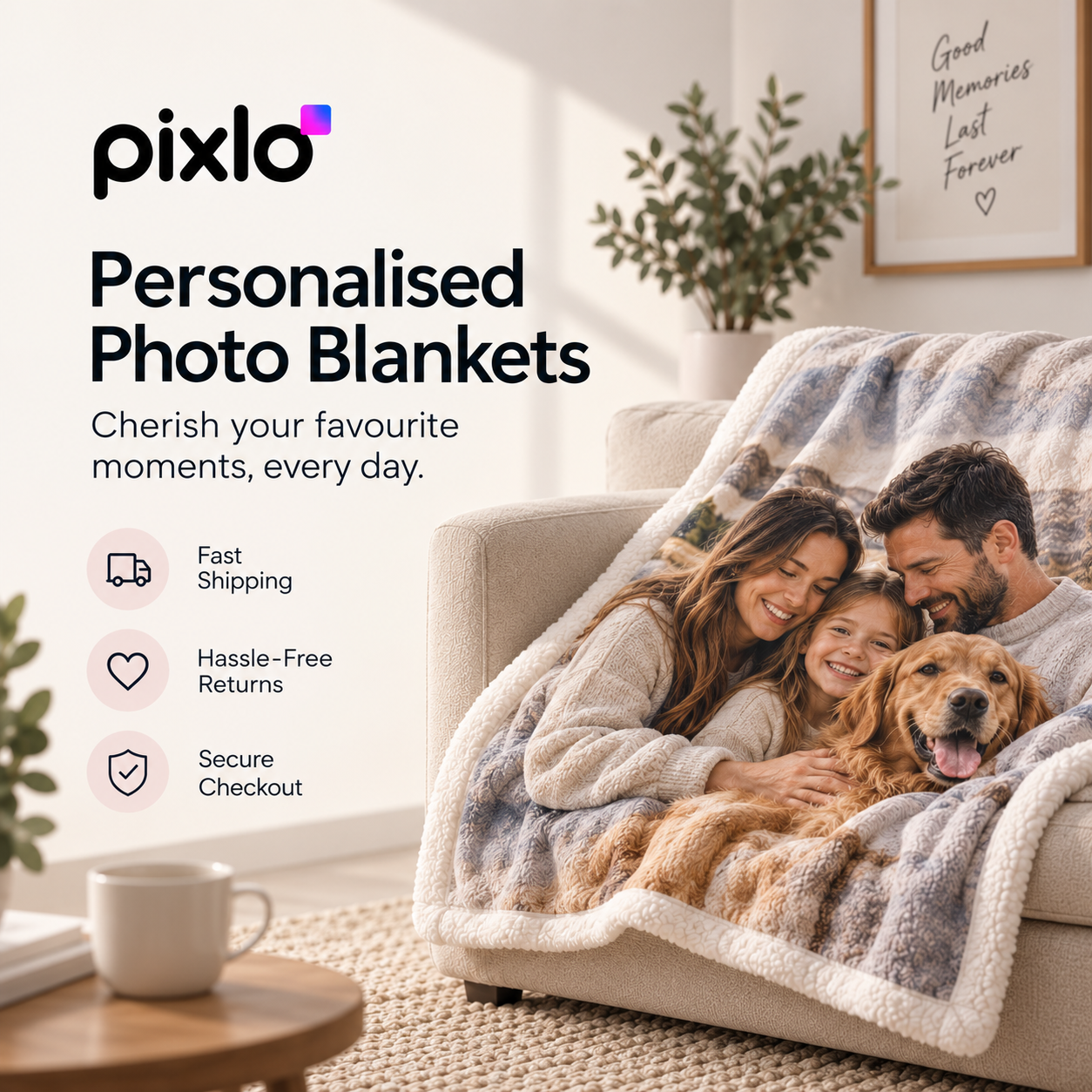 Personalised 4 Photo Collage Blanket – Custom Blanket With Your Pictures