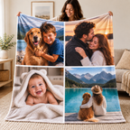 Personalised 4 Photo Collage Blanket – Custom Blanket With Your Pictures