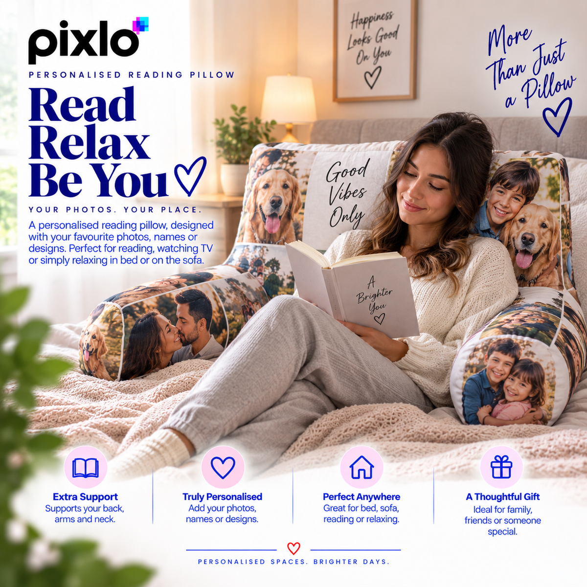 Personalised Photo Reading Pillow – Upload Your Own Picture