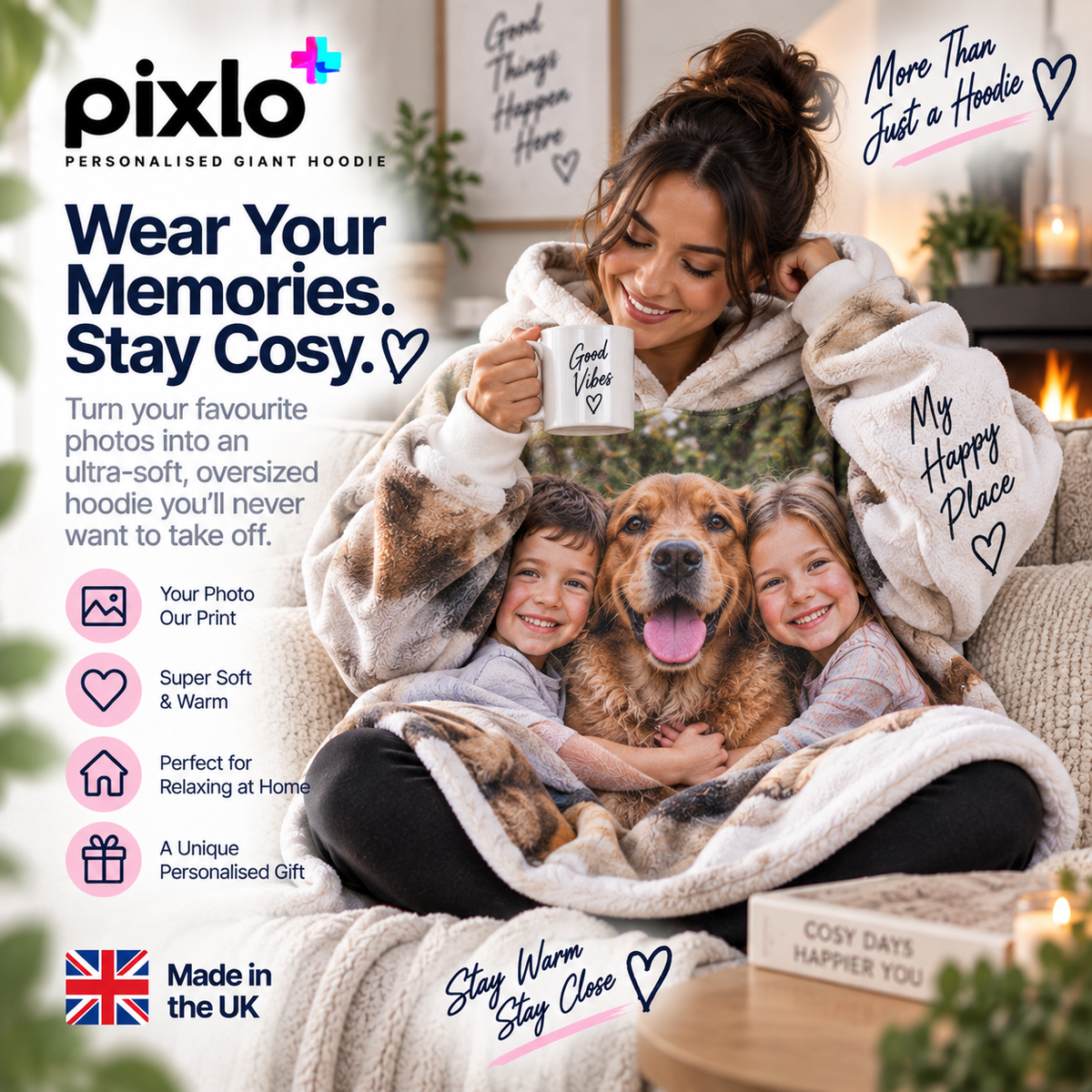 Personalised Giant Hoodie for Adults – Upload Your Own Photo | Oversized Wearable Blanket