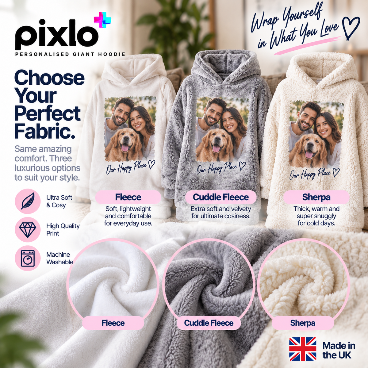 Personalised Giant Hoodie for Adults – Upload Your Own Photo | Oversized Wearable Blanket