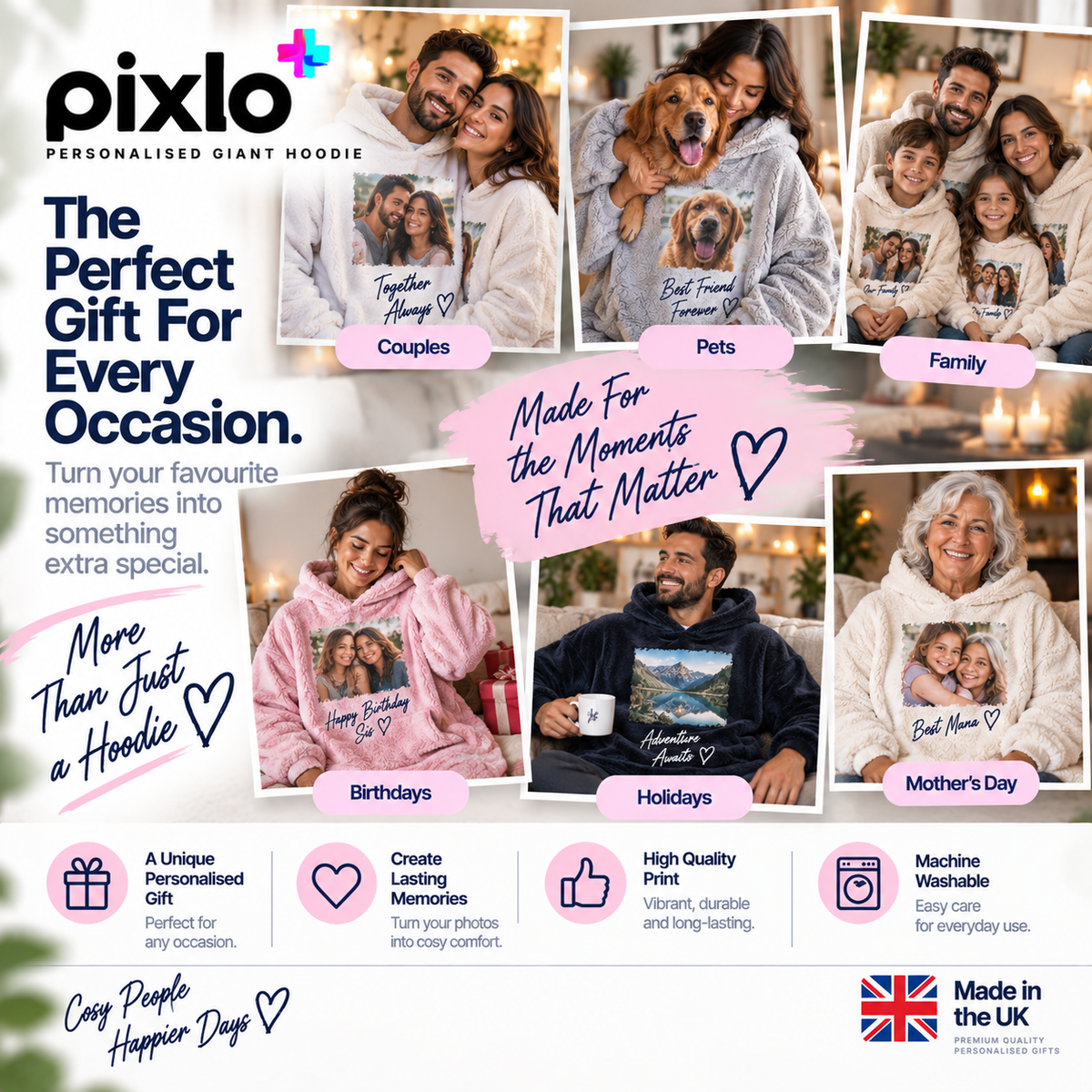 Personalised Giant Hoodie for Adults – Upload Your Own Photo | Oversized Wearable Blanket