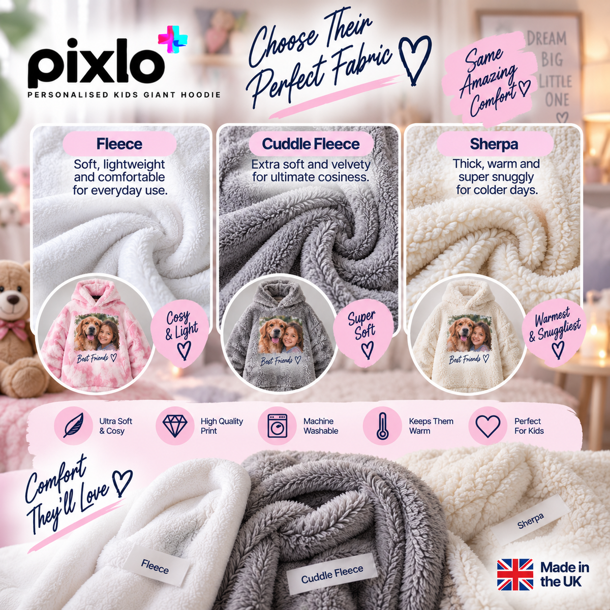 Personalised Kids Oversized Hoodie – Upload Your Own Photo | Cosy Wearable Blanket