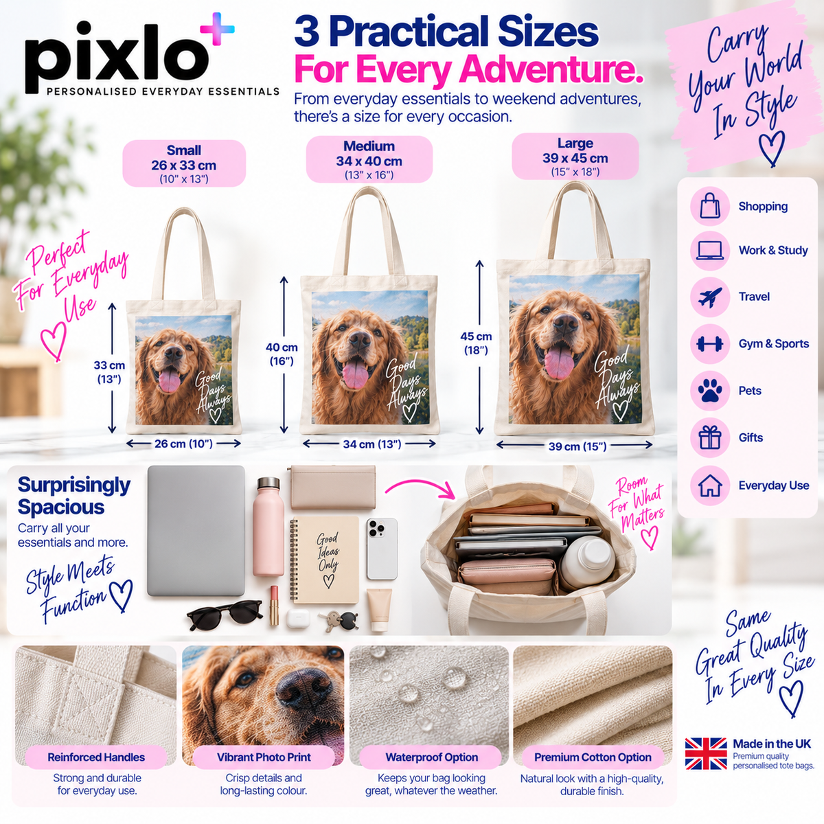 Personalised Tote Bag – Upload Your Own Photo | Custom Photo Shopping Bag
