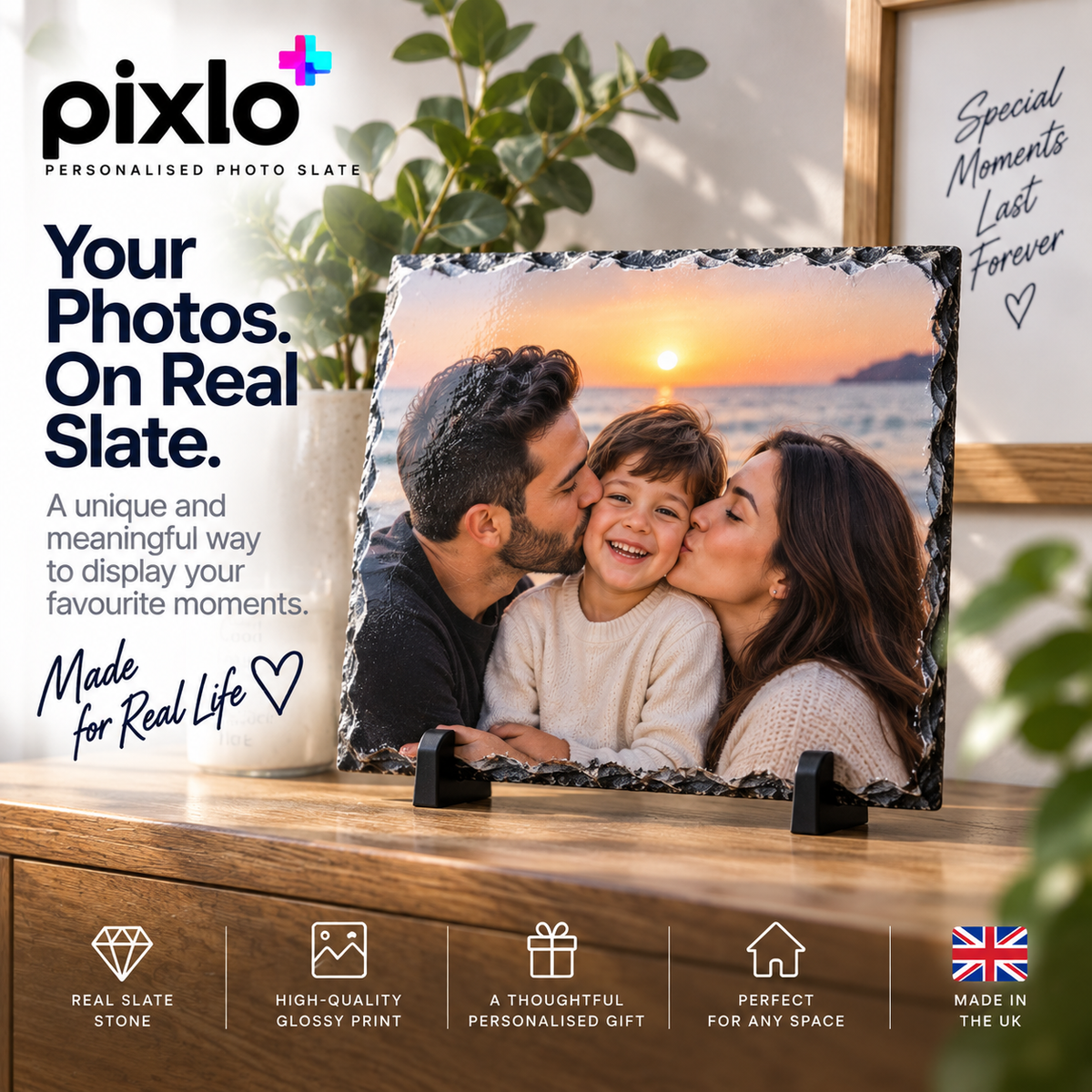 Personalised Wedding Photo Slate – Upload Your Own Photo, Name and Date | Custom Picture Slate Stand