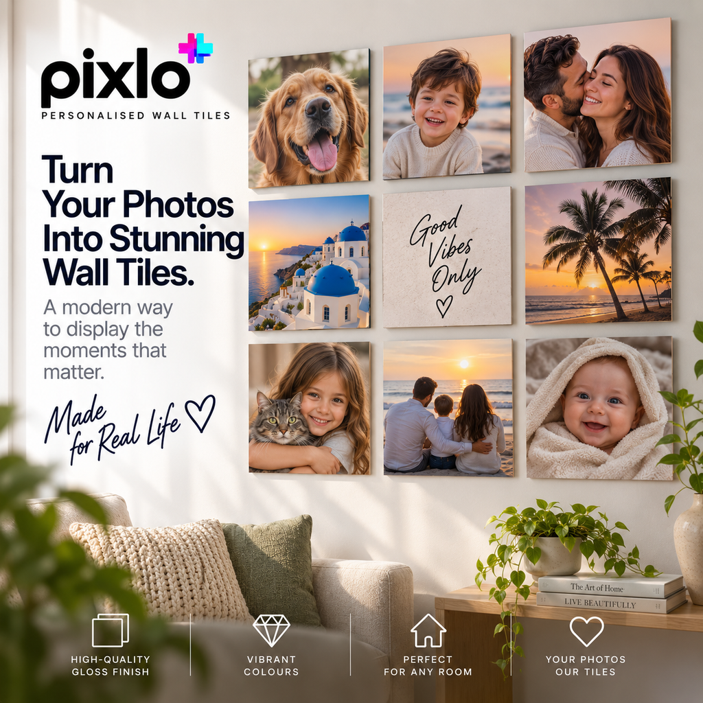 Personalised Memorial Photo Wall Tiles – Upload Your Own Photo, Name and Dates | Square Custom Picture Tiles