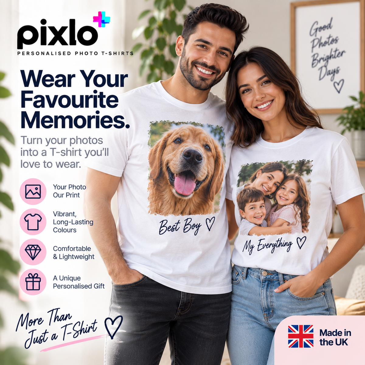 Personalised Christmas Photo T-shirt  - Custom Family Design With Photos & Message